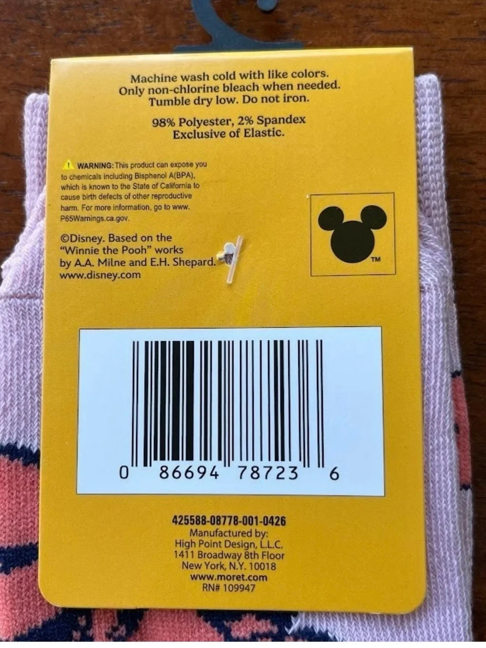 Disney Winnie The Pooh. Tigger Socks pink 6 1/2 - 12 NWT